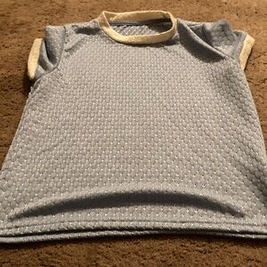 Light Blue Short Sleeve Knit Tee with Cream Trim